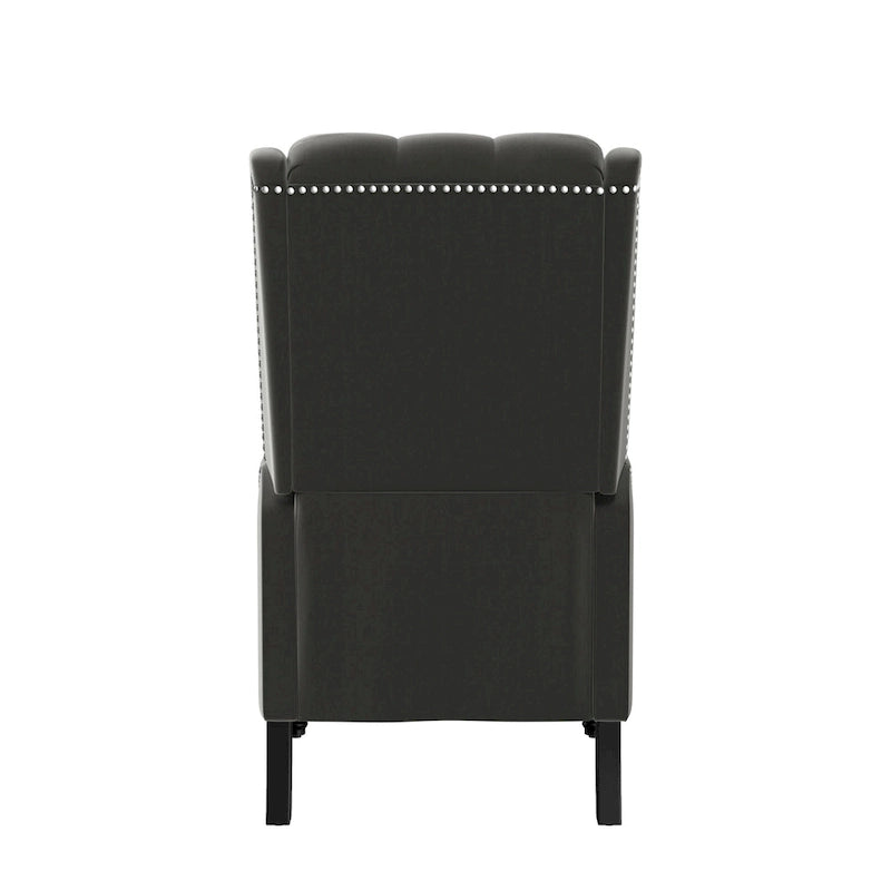 Charcoal Grey / Ruby Red / Navy Blue / Emerald Green Velvet Wingback Push Back Recliner Chair for 1