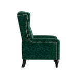 Charcoal Grey / Ruby Red / Navy Blue / Emerald Green Velvet Wingback Push Back Recliner Chair for 1