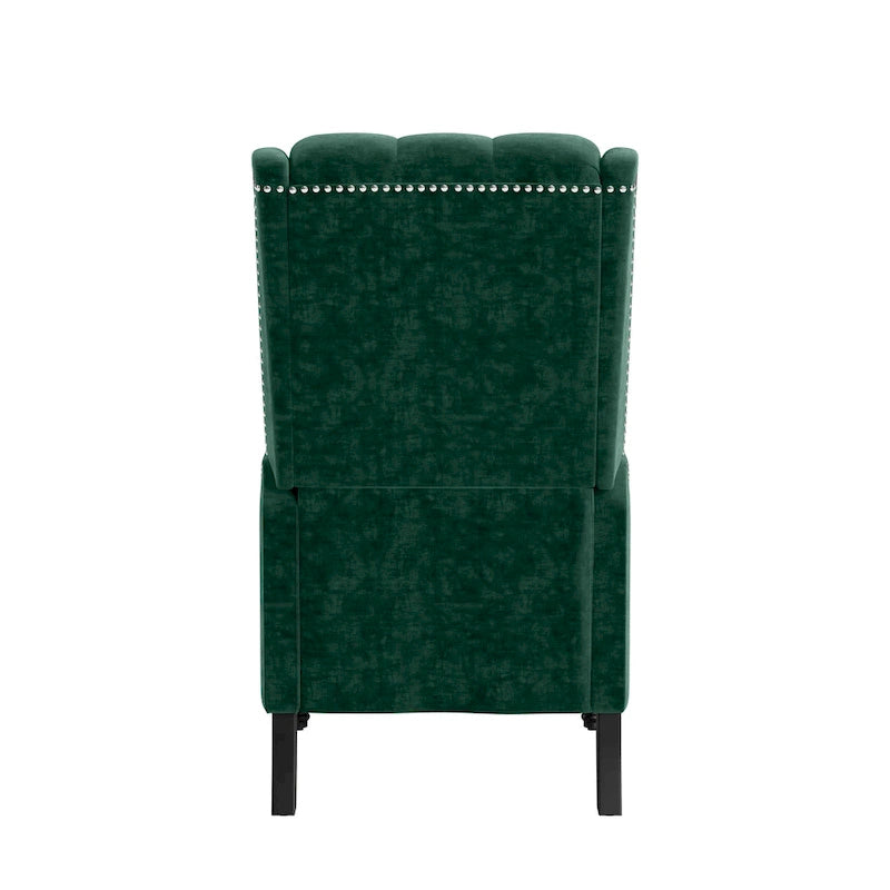 Charcoal Grey / Ruby Red / Navy Blue / Emerald Green Velvet Wingback Push Back Recliner Chair for 1