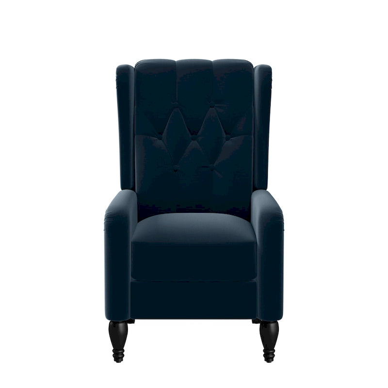 Charcoal Grey / Ruby Red / Navy Blue / Emerald Green Velvet Wingback Push Back Recliner Chair for 1