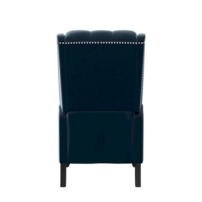 Charcoal Grey / Ruby Red / Navy Blue / Emerald Green Velvet Wingback Push Back Recliner Chair for 1
