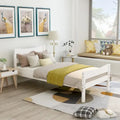 Solid Wood Platform Bed Frame with Headboard – White / Walnut / Espresso, For 1