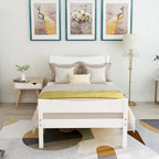 Solid Wood Platform Bed Frame with Headboard – White / Walnut / Espresso, For 1