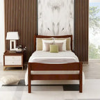 Solid Wood Platform Bed Frame with Headboard – White / Walnut / Espresso, For 1