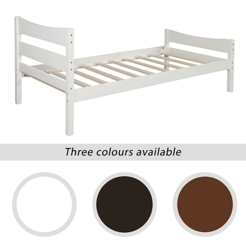 Solid Wood Platform Bed Frame with Headboard – White / Walnut / Espresso, For 1