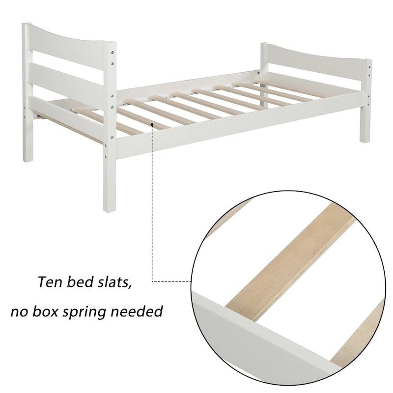 Solid Wood Platform Bed Frame with Headboard – White / Walnut / Espresso, For 1