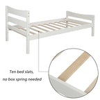 Solid Wood Platform Bed Frame with Headboard – White / Walnut / Espresso, For 1