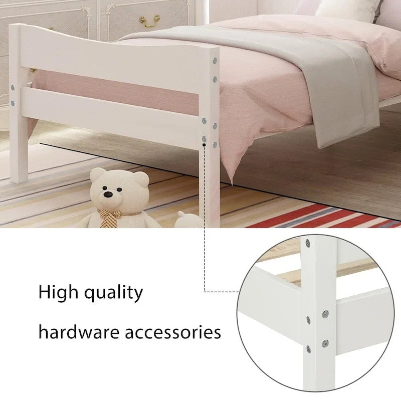 Solid Wood Platform Bed Frame with Headboard – White / Walnut / Espresso, For 1