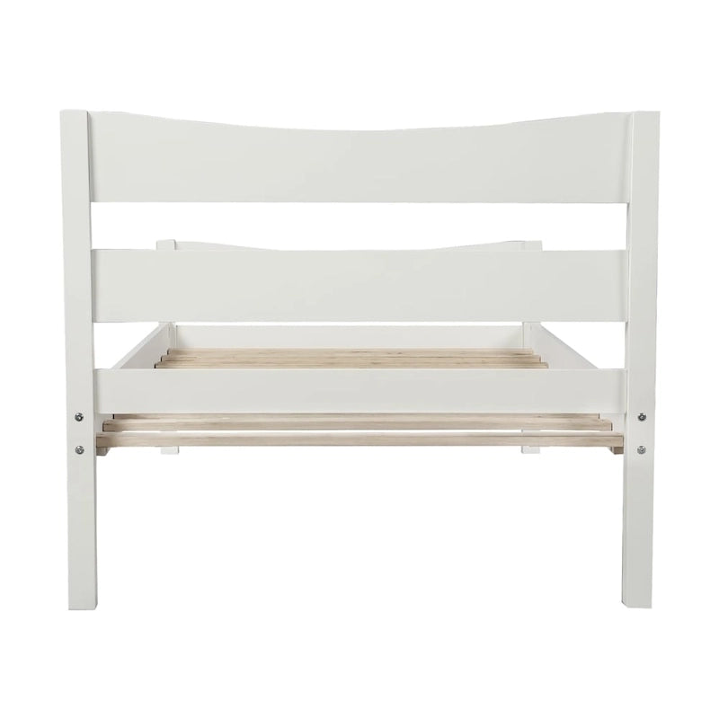Solid Wood Platform Bed Frame with Headboard – White / Walnut / Espresso, For 1
