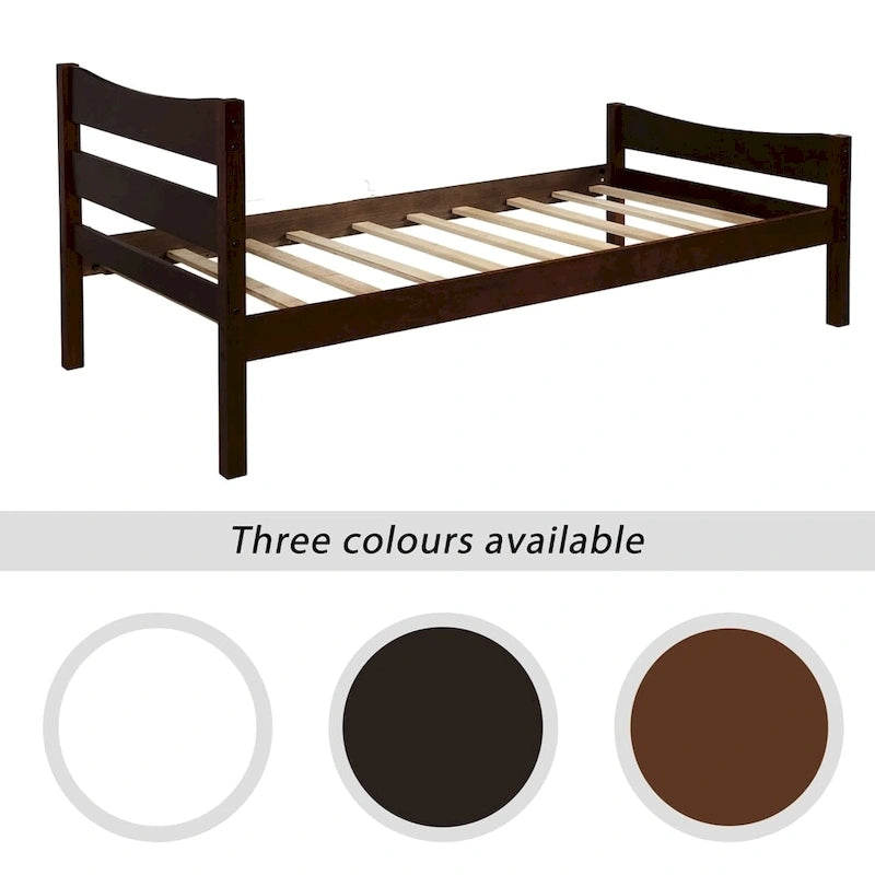 Solid Wood Platform Bed Frame with Headboard – White / Walnut / Espresso, For 1