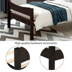 Solid Wood Platform Bed Frame with Headboard – White / Walnut / Espresso, For 1