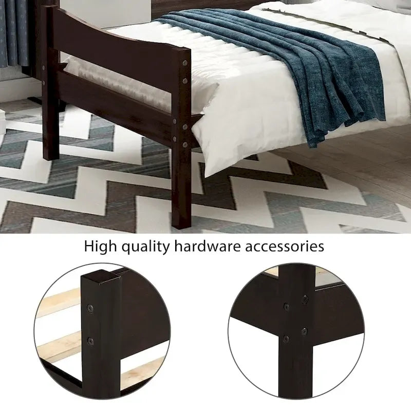 Solid Wood Platform Bed Frame with Headboard – White / Walnut / Espresso, For 1