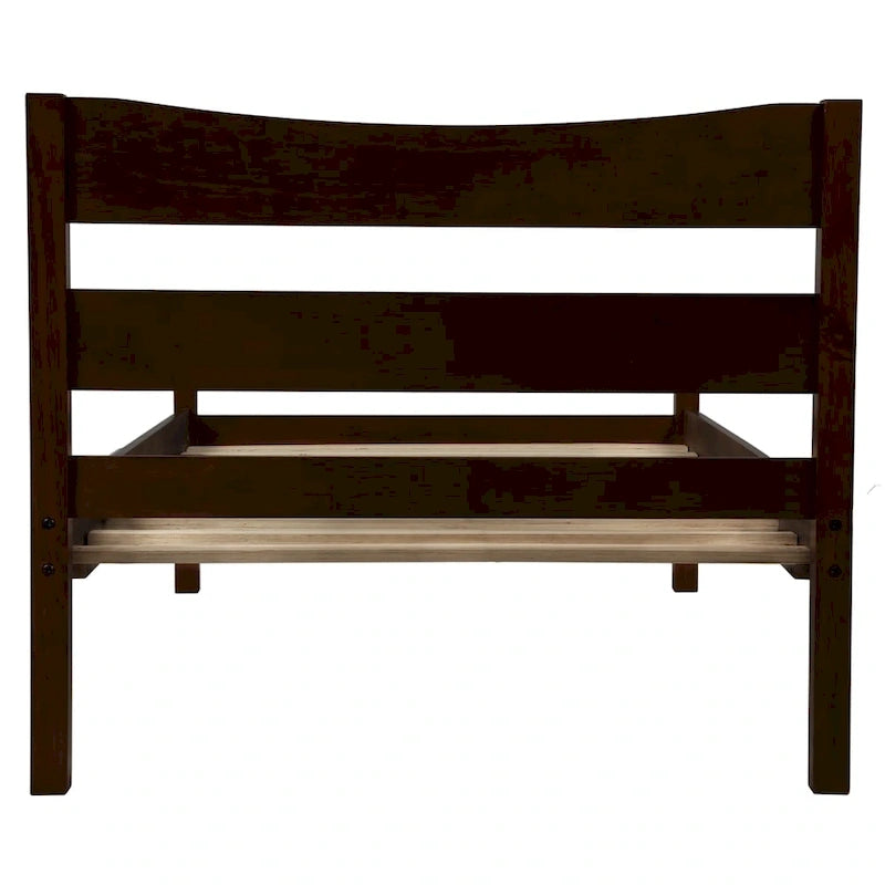Solid Wood Platform Bed Frame with Headboard – White / Walnut / Espresso, For 1