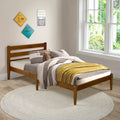 Brown / White Twin Platform Bed with Slatted Headboard, for 1