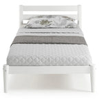 Brown / White Twin Platform Bed with Slatted Headboard, for 1