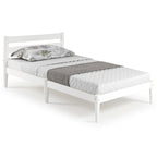 Brown / White Twin Platform Bed with Slatted Headboard, for 1