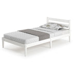 Brown / White Twin Platform Bed with Slatted Headboard, for 1