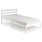 Brown / White Twin Platform Bed with Slatted Headboard, for 1