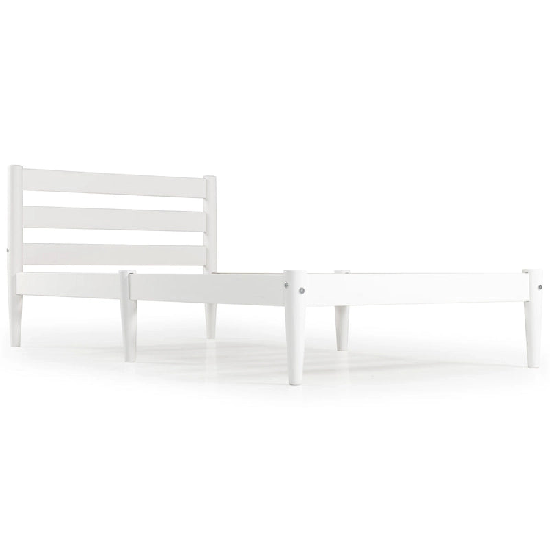 Brown / White Twin Platform Bed with Slatted Headboard, for 1