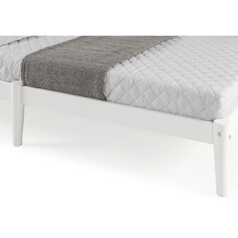 Brown / White Twin Platform Bed with Slatted Headboard, for 1