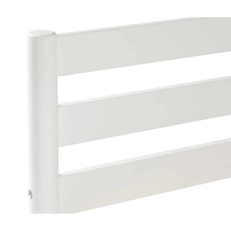 Brown / White Twin Platform Bed with Slatted Headboard, for 1
