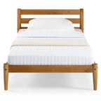 Brown / White Twin Platform Bed with Slatted Headboard, for 1