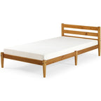Brown / White Twin Platform Bed with Slatted Headboard, for 1