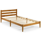 Brown / White Twin Platform Bed with Slatted Headboard, for 1