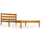 Brown / White Twin Platform Bed with Slatted Headboard, for 1