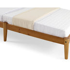 Brown / White Twin Platform Bed with Slatted Headboard, for 1