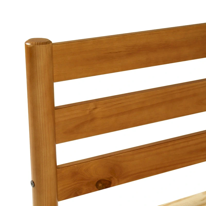 Brown / White Twin Platform Bed with Slatted Headboard, for 1