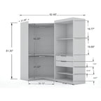 2-Piece Corner Wardrobe Closet with Hanging Rods & Drawers (Brown / White / Midnight Blue)