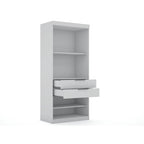 2-Piece Corner Wardrobe Closet with Hanging Rods & Drawers (Brown / White / Midnight Blue)