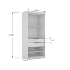 2-Piece Corner Wardrobe Closet with Hanging Rods & Drawers (Brown / White / Midnight Blue)