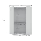 2-Piece Corner Wardrobe Closet with Hanging Rods & Drawers (Brown / White / Midnight Blue)
