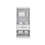 2-Piece Corner Wardrobe Closet with Hanging Rods & Drawers (Brown / White / Midnight Blue)