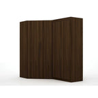 2-Piece Corner Wardrobe Closet with Hanging Rods & Drawers (Brown / White / Midnight Blue)