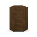 2-Piece Corner Wardrobe Closet with Hanging Rods & Drawers (Brown / White / Midnight Blue)
