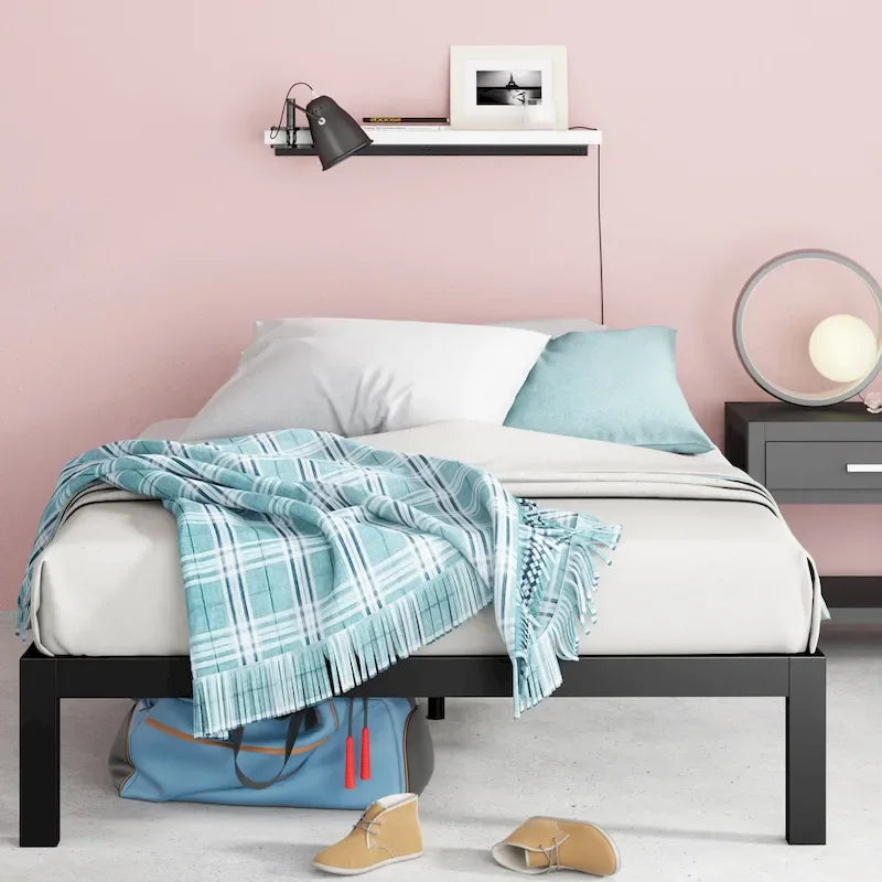 Black Metal Platform Bed Frame, 1–2 Person, Twin/Full/Queen/King