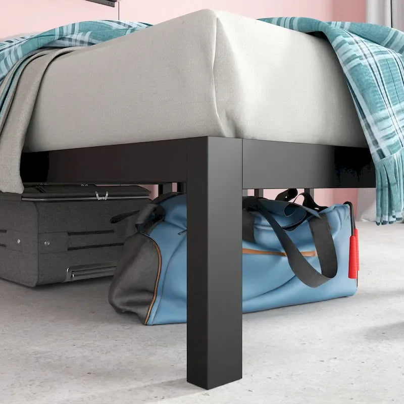 Black Metal Platform Bed Frame, 1–2 Person, Twin/Full/Queen/King