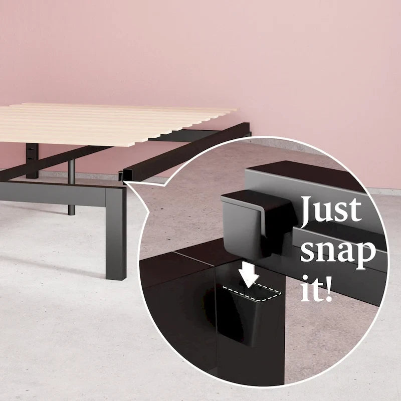 Black Metal Platform Bed Frame, 1–2 Person, Twin/Full/Queen/King
