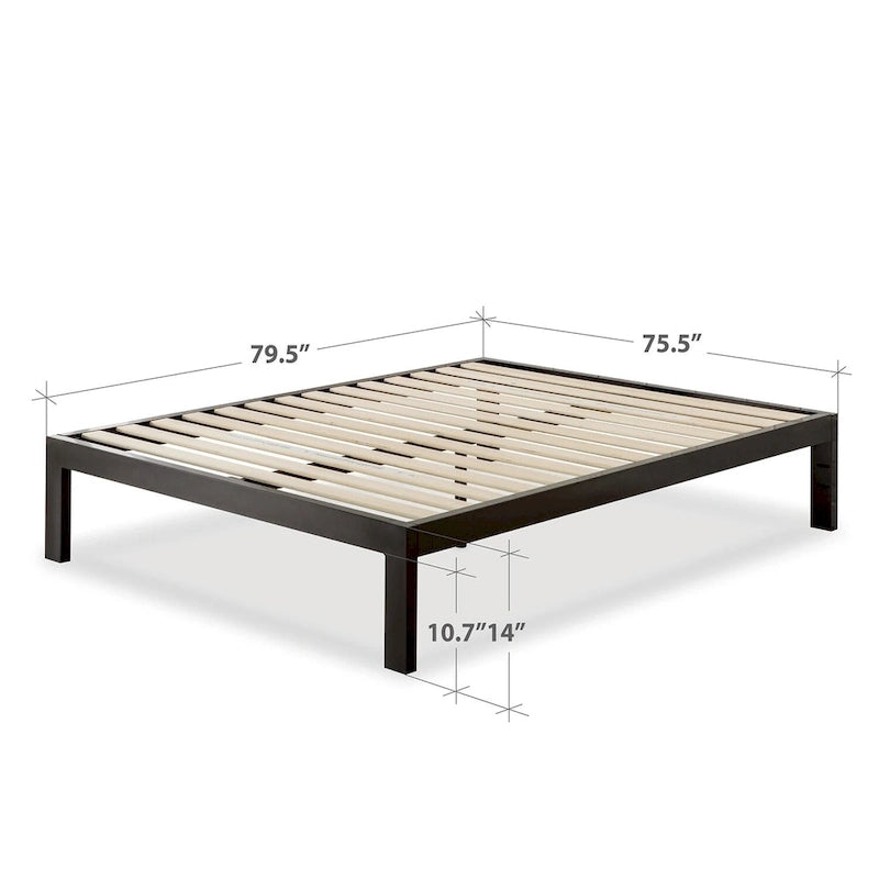 Black Metal Platform Bed Frame, 1–2 Person, Twin/Full/Queen/King