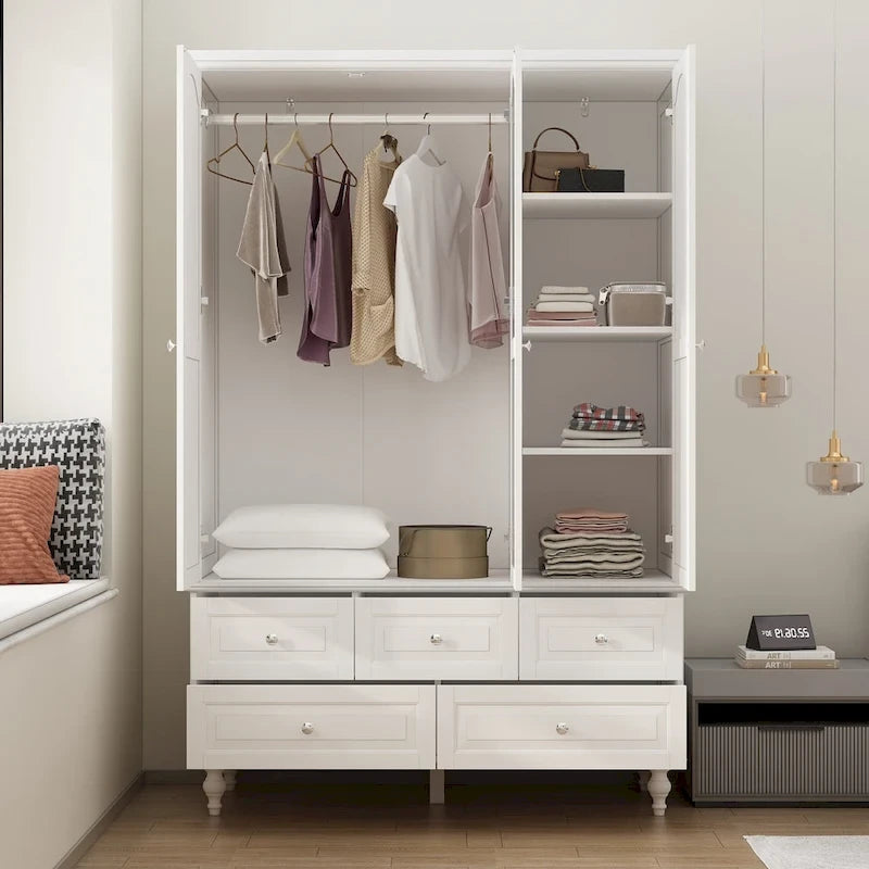 White & Dark Brown Sliding Door Wardrobe with Mirror, 70.9" Tall, 1-2 Person