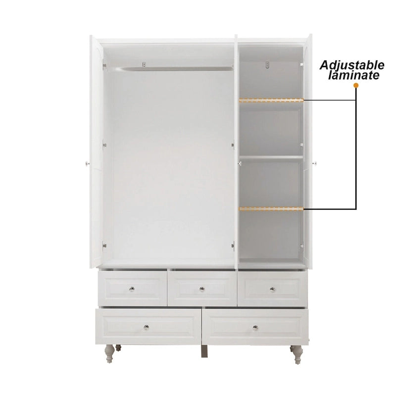White & Dark Brown Sliding Door Wardrobe with Mirror, 70.9" Tall, 1-2 Person