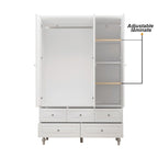 White & Dark Brown Sliding Door Wardrobe with Mirror, 70.9" Tall, 1-2 Person