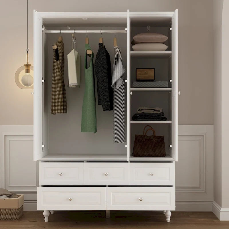 White & Dark Brown Sliding Door Wardrobe with Mirror, 70.9" Tall, 1-2 Person