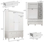 White & Dark Brown Sliding Door Wardrobe with Mirror, 70.9" Tall, 1-2 Person