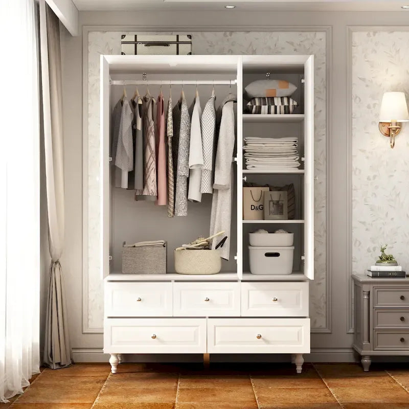White & Dark Brown Sliding Door Wardrobe with Mirror, 70.9" Tall, 1-2 Person