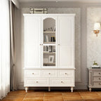 White & Dark Brown Sliding Door Wardrobe with Mirror, 70.9" Tall, 1-2 Person