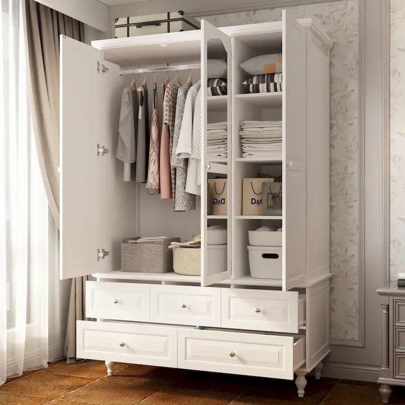 White & Dark Brown Sliding Door Wardrobe with Mirror, 70.9" Tall, 1-2 Person